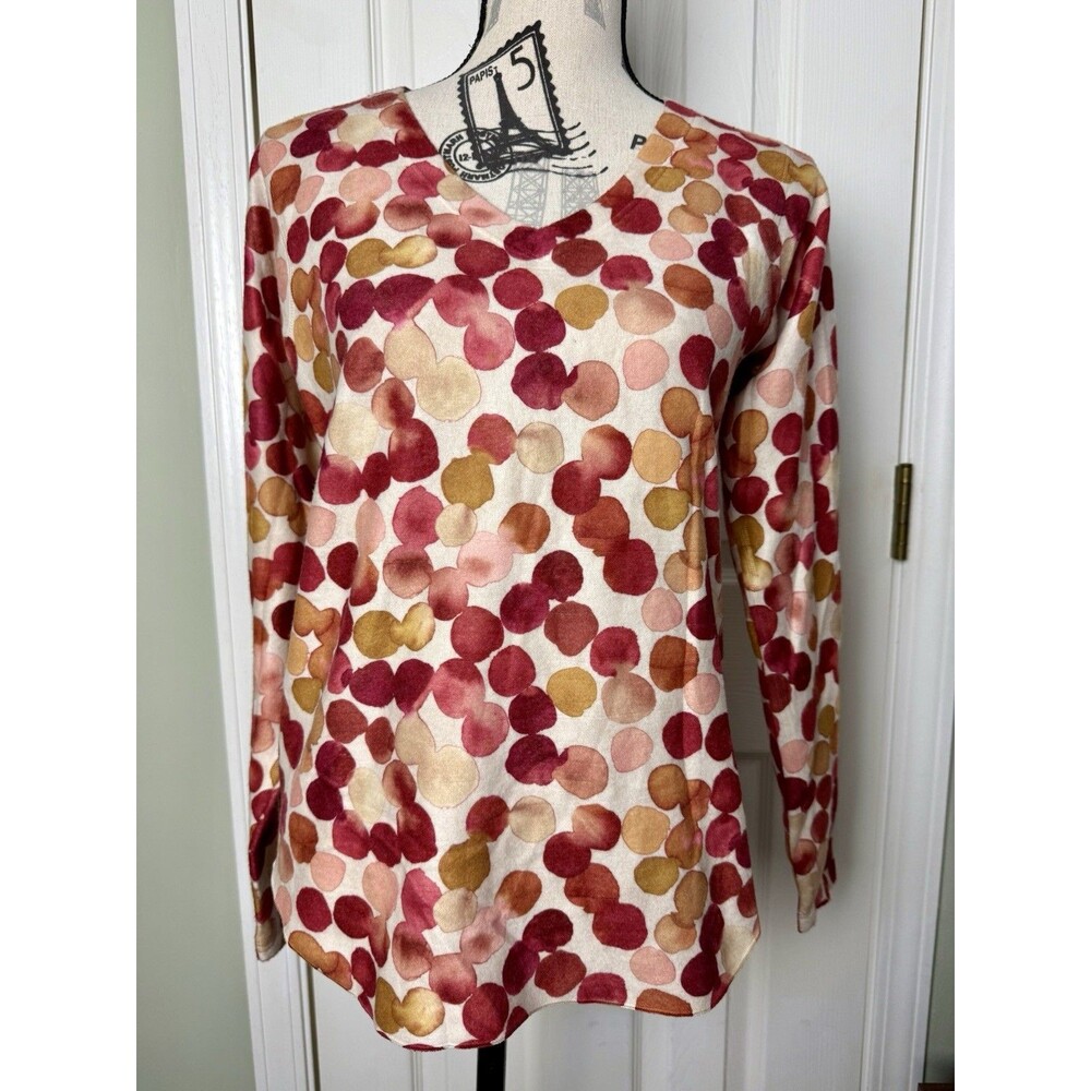 NWT* Nally & Millie Multicolor Polka Dot V-Neck Long Sleeve Blouse Women S/M USA